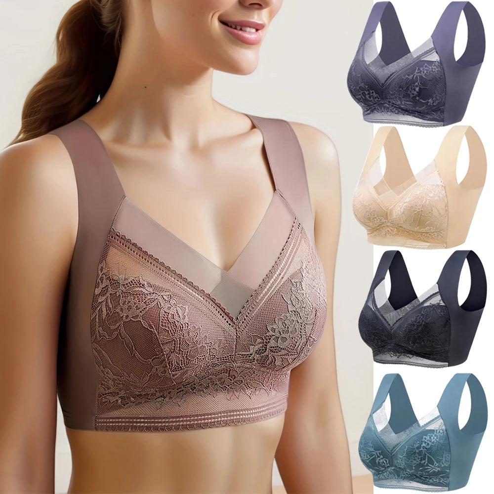 Ultimate Comfort: L-6L Large Push-Up Wireless Lace Bralette - Summer-Ready Ice Silk Plus Size Lingerie