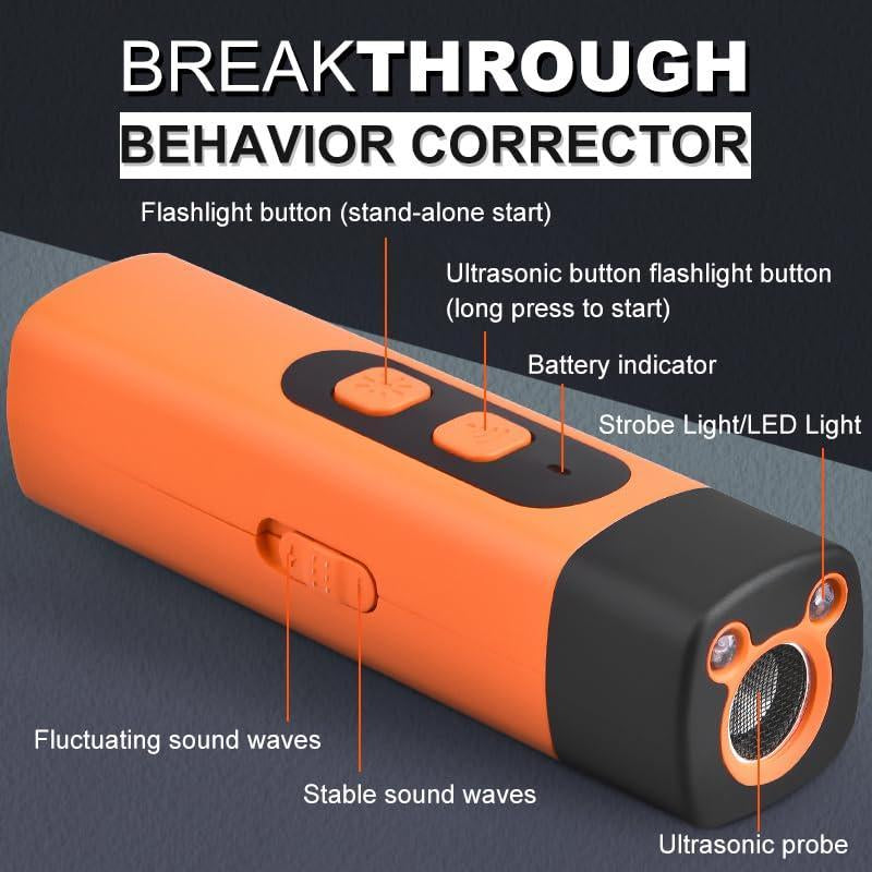 Rechargeable Sonic Dog Bark Deterrent - Safe 25KHz Anti-Bark Device with 32ft Range & LED for Indoor/Outdoor Use - Effective Dog Whistle & Barking Silencer