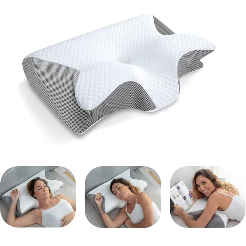 Ergonomic 2-in-1 Memory Foam Contour Pillow for Neck Pain Relief - Orthopedic Support Pillow