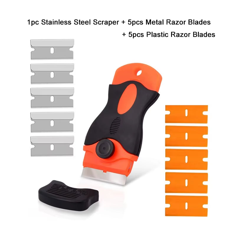 Versatile Razor Blade Scraper and Squeegee for Car Glass, Ceramic Hobs, and Sticker Removal