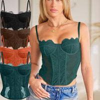 CZXMY Sexy Lace Bustier Corset Top – Trendy Sleeveless Clubwear for Effortless Date Night Elegance