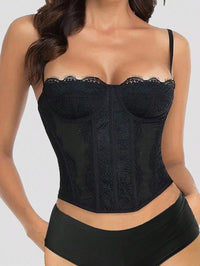 CZXMY Sexy Lace Bustier Corset Top – Trendy Sleeveless Clubwear for Effortless Date Night Elegance