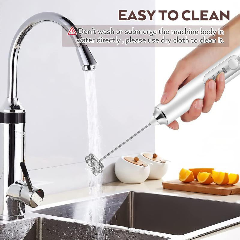 Versatile Rechargeable Milk Frother with 3 Heads & Speeds - Perfect for Lattes, Cappuccinos, Matcha, and More!