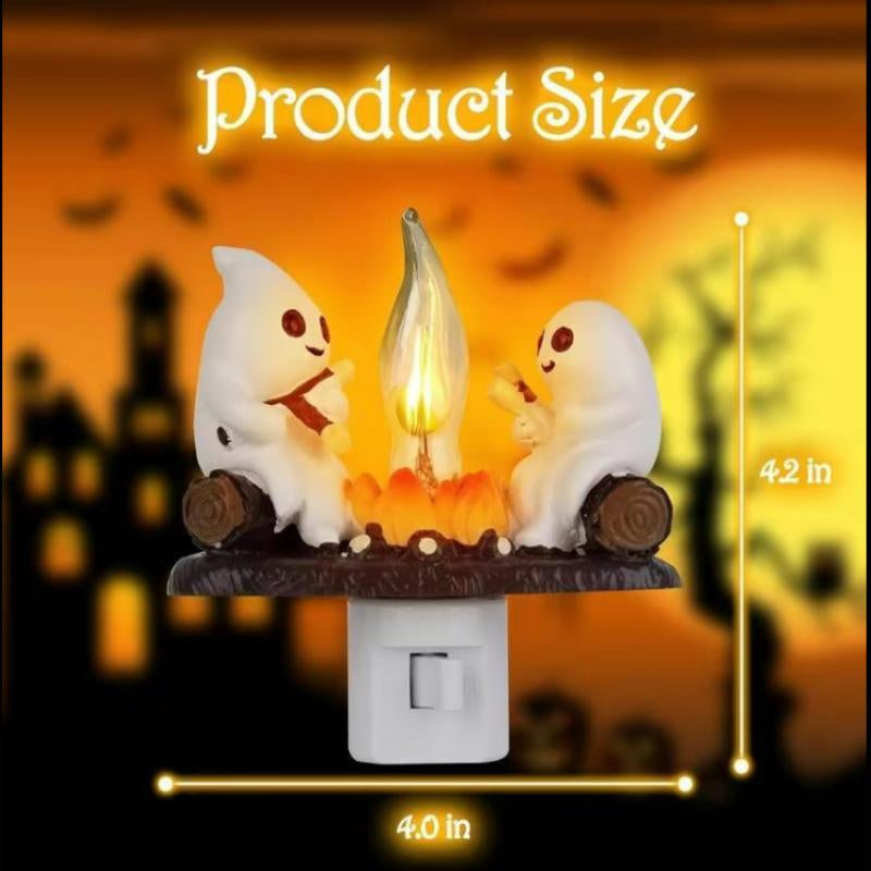 Flickering Flame 3D Ghost Nightlight - Spooky Candle Atmosphere Decor & Perfect Halloween Gift for Kids