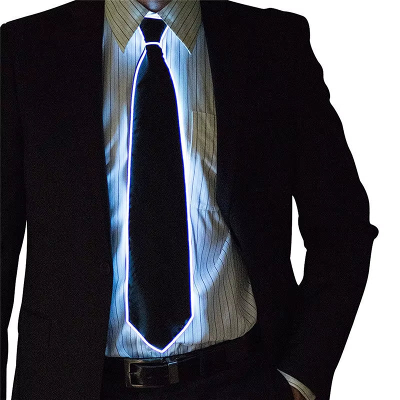 Men's LED Glowing Neon Tie - Perfect for Parties, Halloween, Christmas, and Club Events!