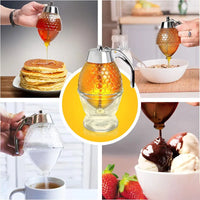 Revolutionary No Drip Honey Pourer with Stand - Elegant Storage Jar for Syrups, Juices, and More!
