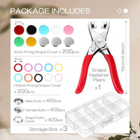 Ultimate Buttons & Pliers Tool Kit - 200 Metal Sewing Buttons & Snapfastener Pliers Set for Seamless Stitching, Perfect Gift for Your Wife!