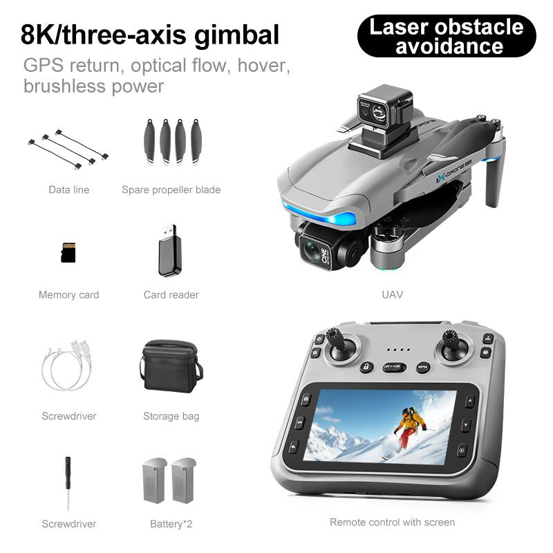Aerovibe 2025 V06S 4K GPS Drone with 3-Axis Gimbal, 1080P Camera, LCD Screen, Follow Me Feature, Real-Time 5GHz FPV, Auto Return, Ideal for Beginners, Lightweight with Long Flight Time