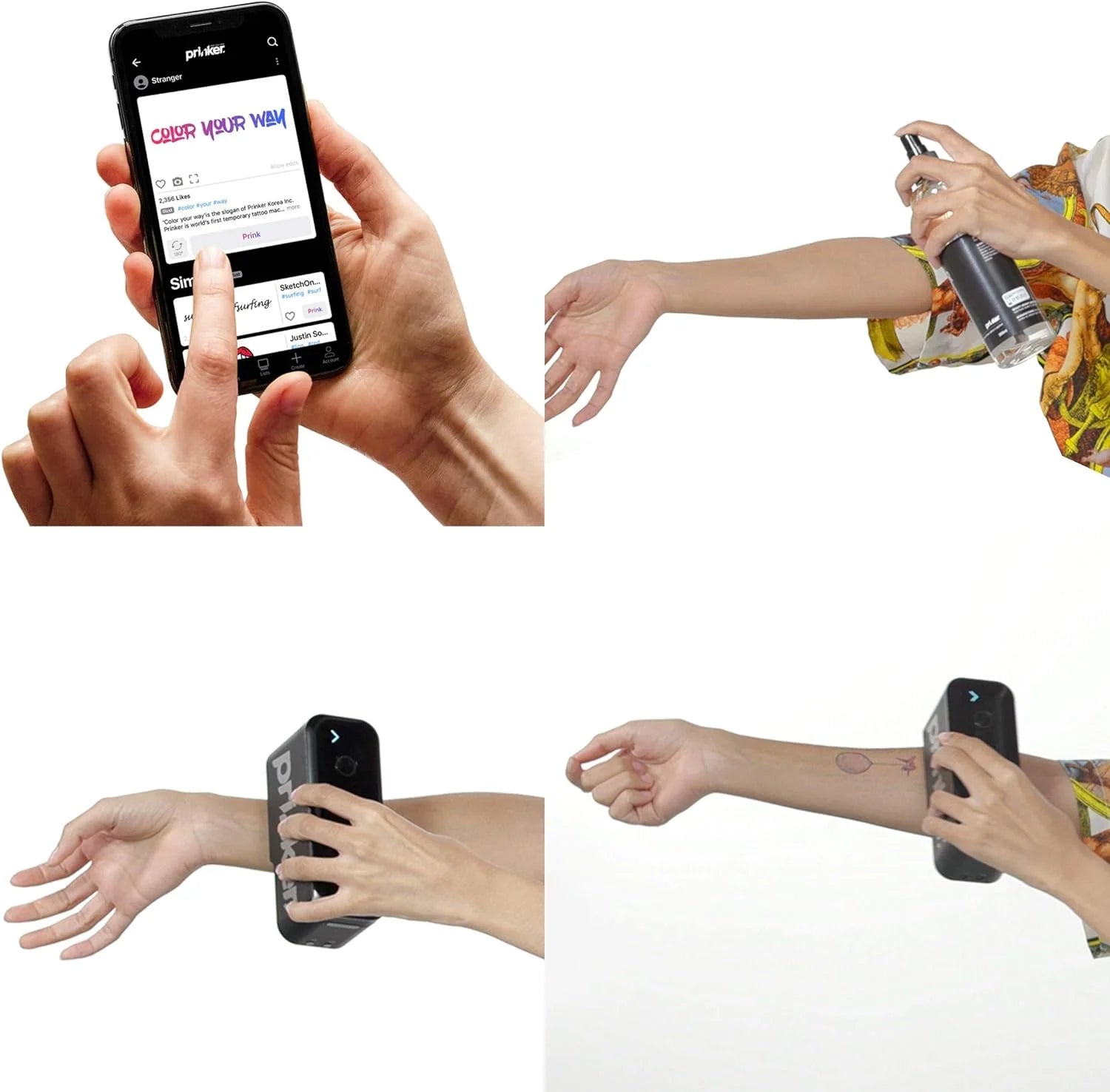Prinker S – Instant Custom Temporary Tattoos with Full-Color & Black Ink