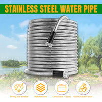 Premium Stainless Steel Flexible Garden Water Hose with Nozzle - Choose Your Length (25/50/75/100FT) for Him!