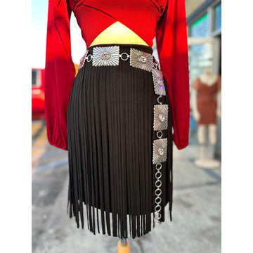 Chic Suede Fringe Skirt for Effortless Style
