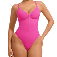 Seamless Peach Heart Collar Bodysuit - Comfortable Shapewear Jumpsuit with Zipper for Women