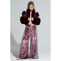 Chic Burgundy Faux Fur Moto Jacket by LOVERBOY