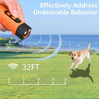 Rechargeable Sonic Dog Bark Deterrent - Safe 25KHz Anti-Bark Device with 32ft Range & LED for Indoor/Outdoor Use - Effective Dog Whistle & Barking Silencer
