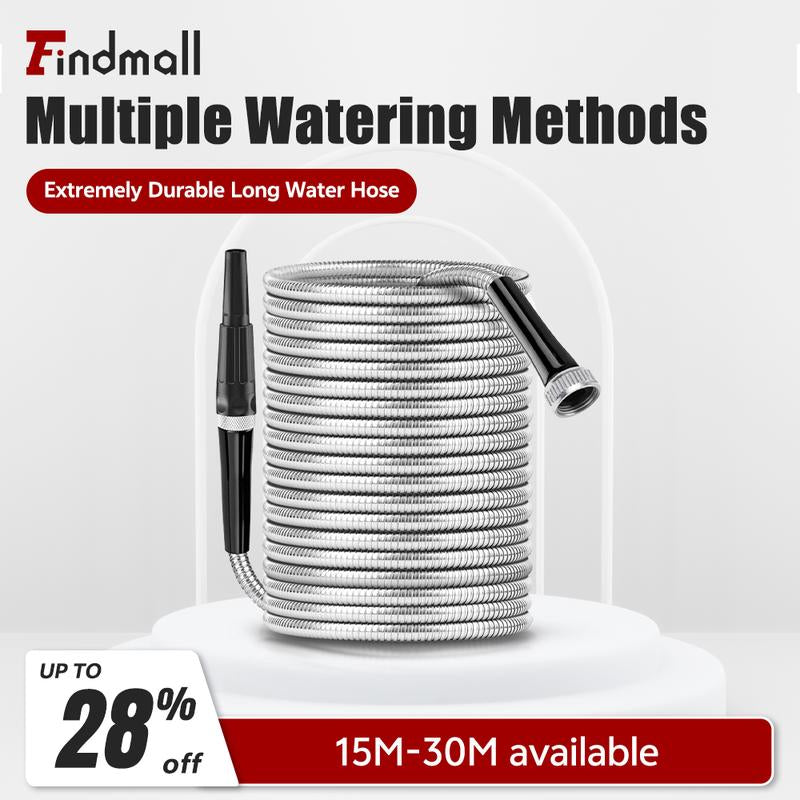 Premium Stainless Steel Flexible Garden Water Hose with Nozzle - Choose Your Length (25/50/75/100FT) for Him!