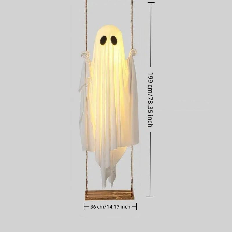 Spooky 5Ft Hanging Swinging Ghost with Lights - Perfect for Halloween Outdoor Decoration & Haunted Tree Decor for Porch and Yard