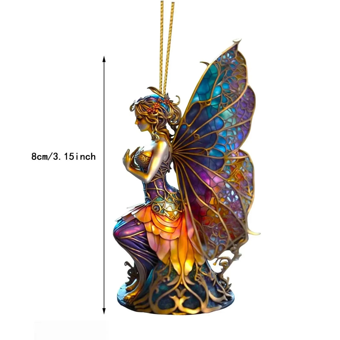 Colorful Fairy Christmas Pendant - Charming Painted Glass Ornament for Trees and Windows