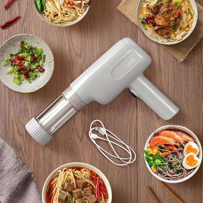 Portable Wireless Pasta Maker with 6 Molds – USB Rechargeable, 1800mAh Battery, Perfect Kitchen Gadget for Fresh Noodles!