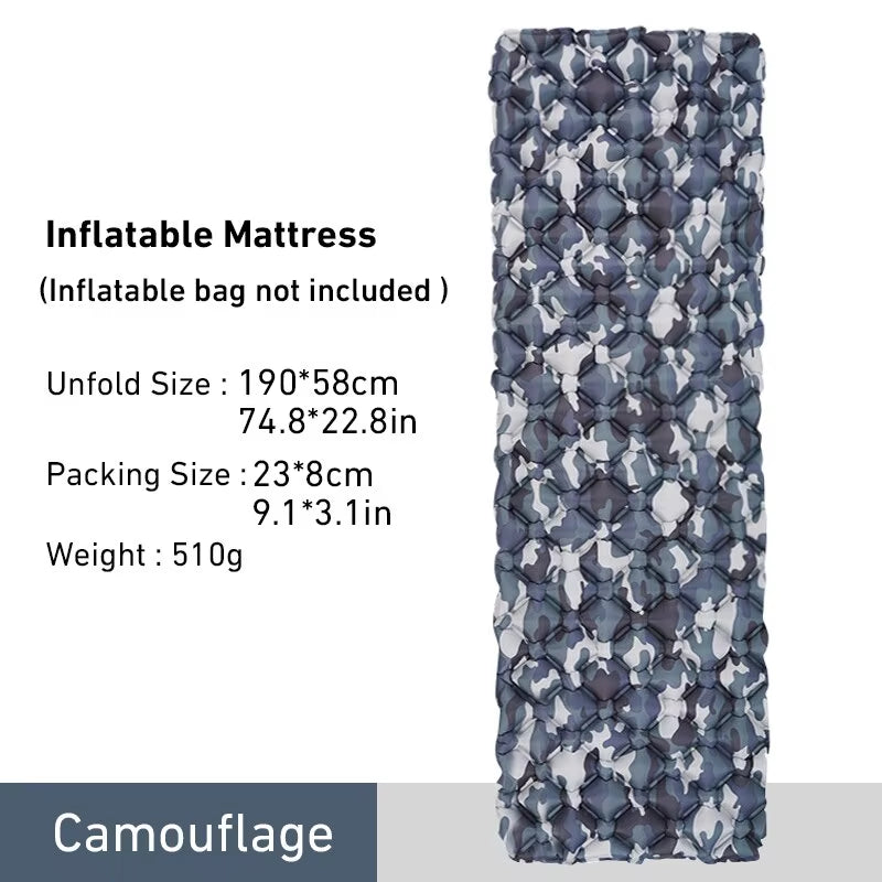 Ultralight Portable Camping Sleeping Pad - Inflatable Air Mattress for Outdoor Travel and Hiking