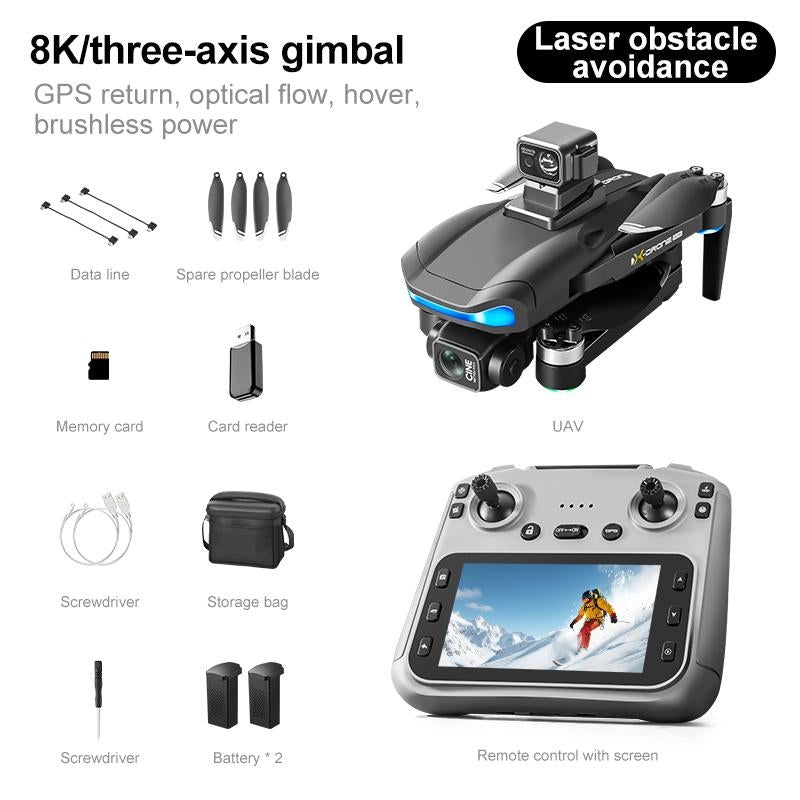Aerovibe 2025 V06S 4K GPS Drone with 3-Axis Gimbal, 1080P Camera, LCD Screen, Follow Me Feature, Real-Time 5GHz FPV, Auto Return, Ideal for Beginners, Lightweight with Long Flight Time