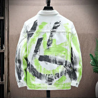 Trendy Men's Painted Denim Jacket - Stylish Graffiti Hip Hop Coat at an Affordable Price with Fast Delivery