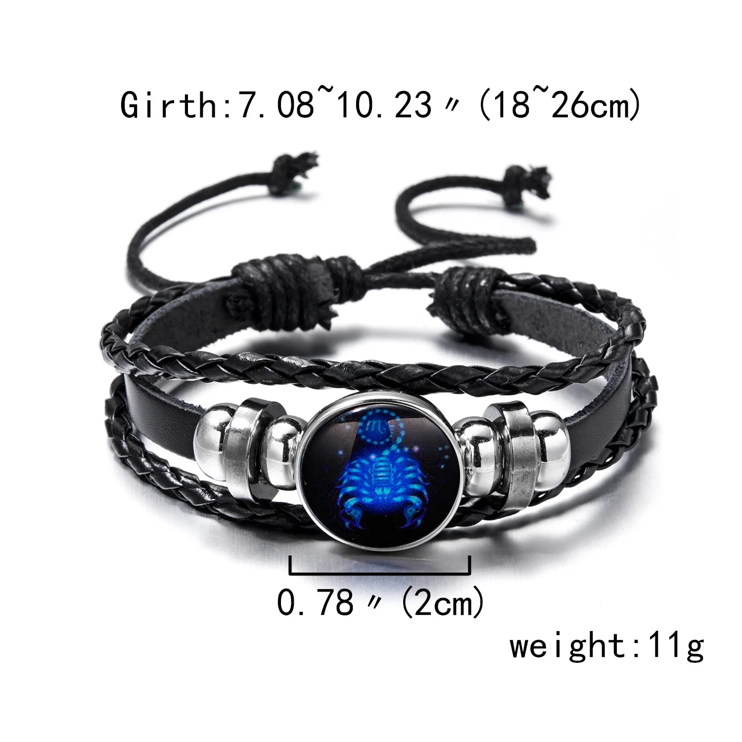 Luminous Zodiac Leather Bracelet – 12 Constellations | Adjustable Vintage Wrap for Men & Women