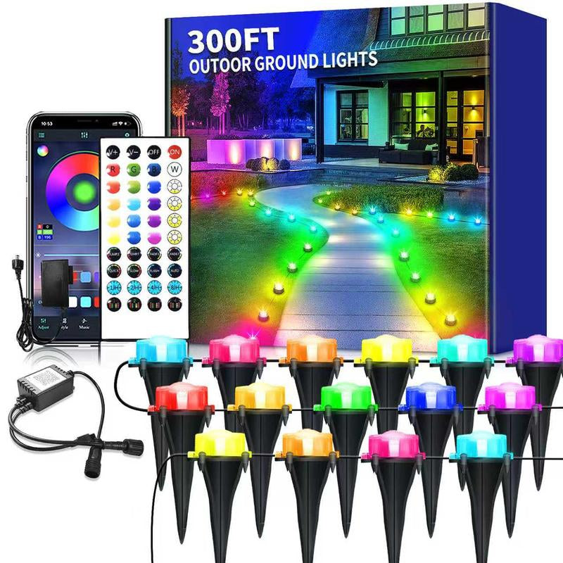Color Changing RGB Outdoor Ground Lights - Smart Remote & App Control, IP67 Waterproof Pathway Lighting for Garden, Lawn & Holiday Parties