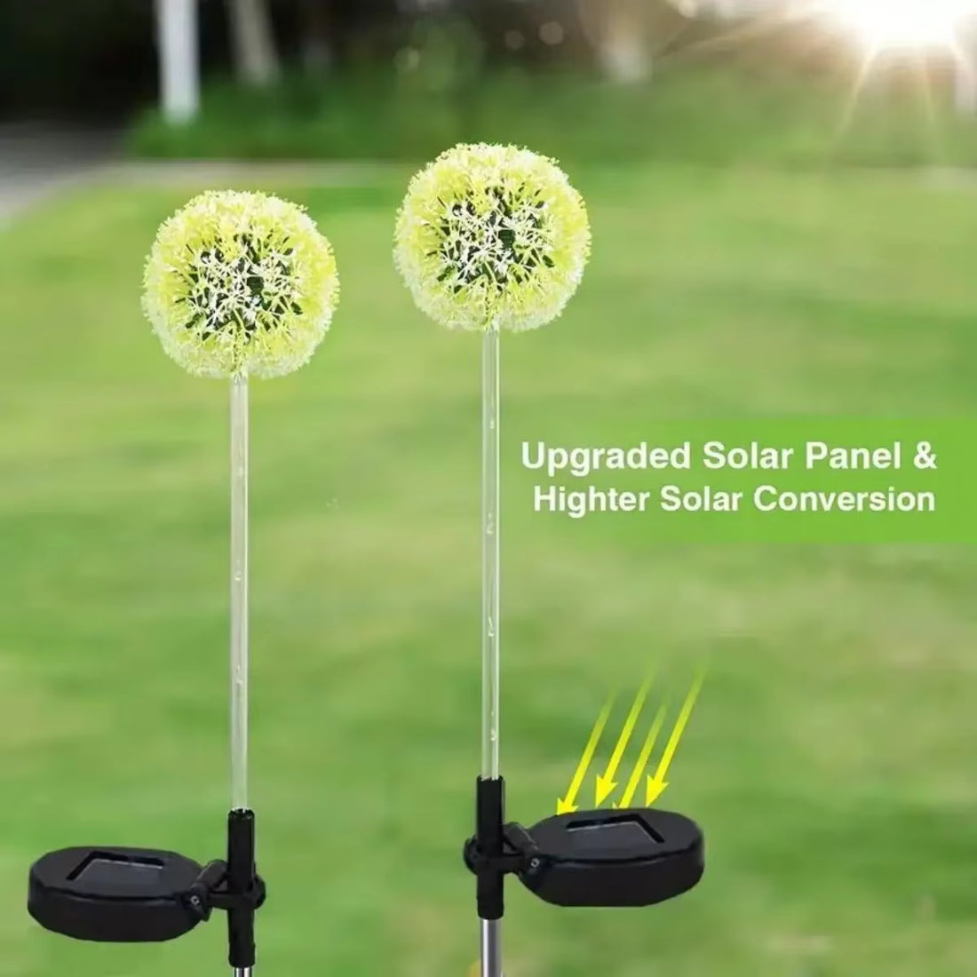 Stunning 3 LED Solar Dandelion Lights for Garden & Patio Decoration - Colorful Scallion Ball Lawn Lights for Walkways and Outdoor Spaces