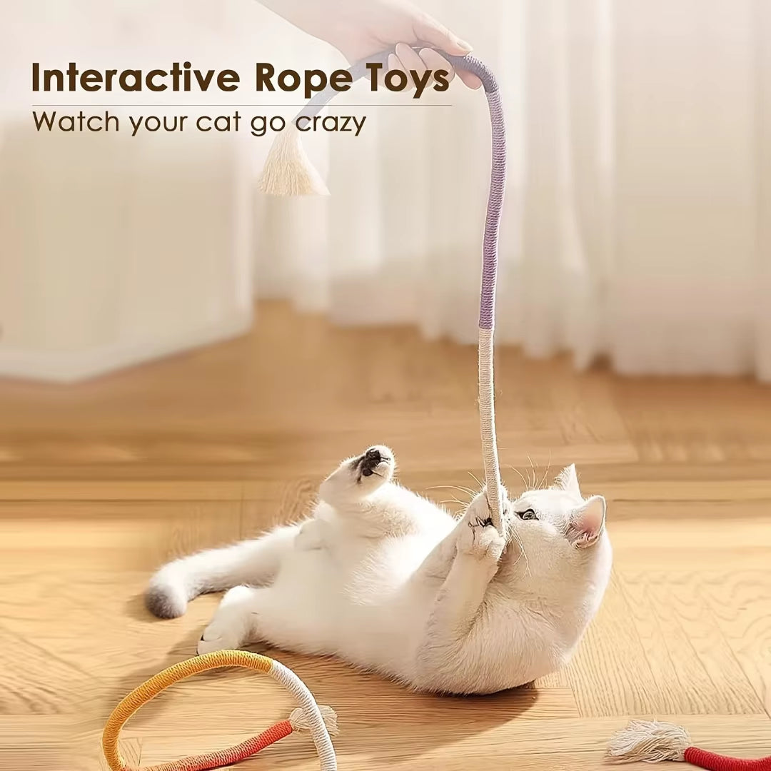 Cotton Cat Chew Toy - Interactive Catnip Rope for Teeth Cleaning and Nibbling Fun!