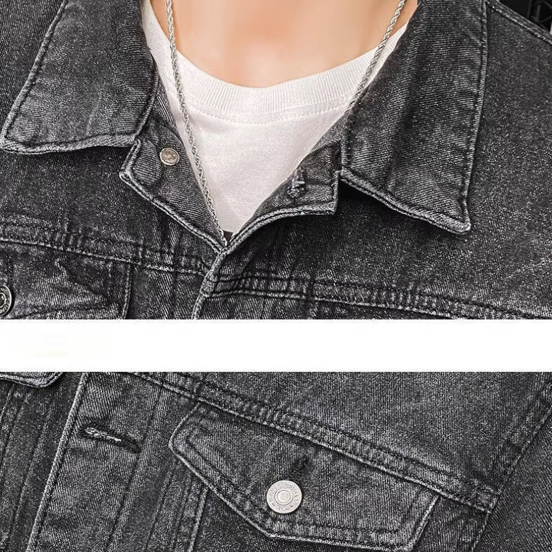 Vintage Cyberpunk Tiger Skull Denim Jacket for Men – Heavy Metal Harajuku Streetwear Motorcycle Style
