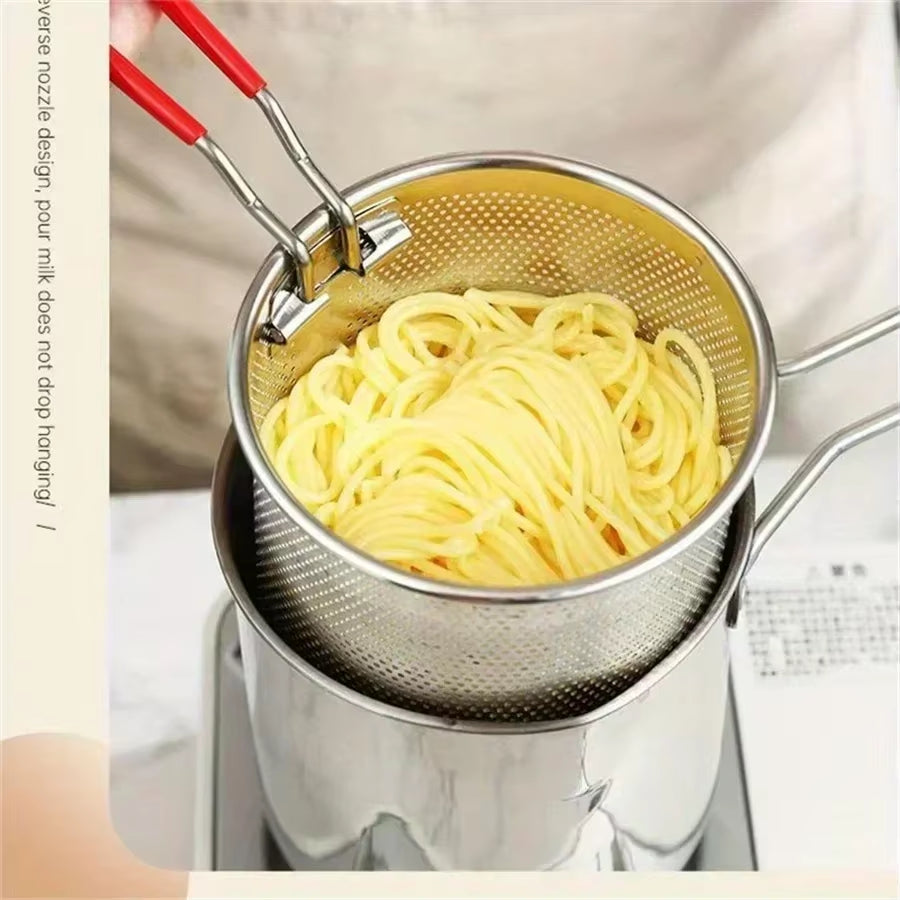 Versatile Stainless Steel Fryer - Perfect for Crispy French Fries and Juicy Chicken Wings, Compact Oil Pot with Built-in Filter Screen