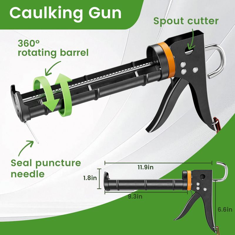 Ultimate 5-in-1 Professional Caulk Gun Kit – Includes Caulk Remover, Putty Knife, and Essential Tools for Perfect Caulking in Bathrooms and Showers