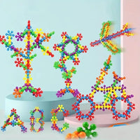 Vibrant 3D Snowflake Puzzle Building Blocks - Fun DIY Educational Toy for Creative Minds, Perfect Birthday Gift!