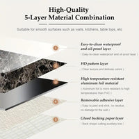 Stylish Marble Pattern Self-Adhesive Wallpaper - Waterproof & Oil-Proof Wall Decal for Home Kitchen, Living Room, and Bedroom Décor