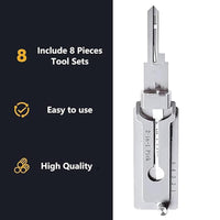 SS001 Professional Stainless Steel Key Decoder & Precision Lock Pick Tool Set - Versatile O-Ring Maintenance Kit with Gear Wrench for Automotive Repair