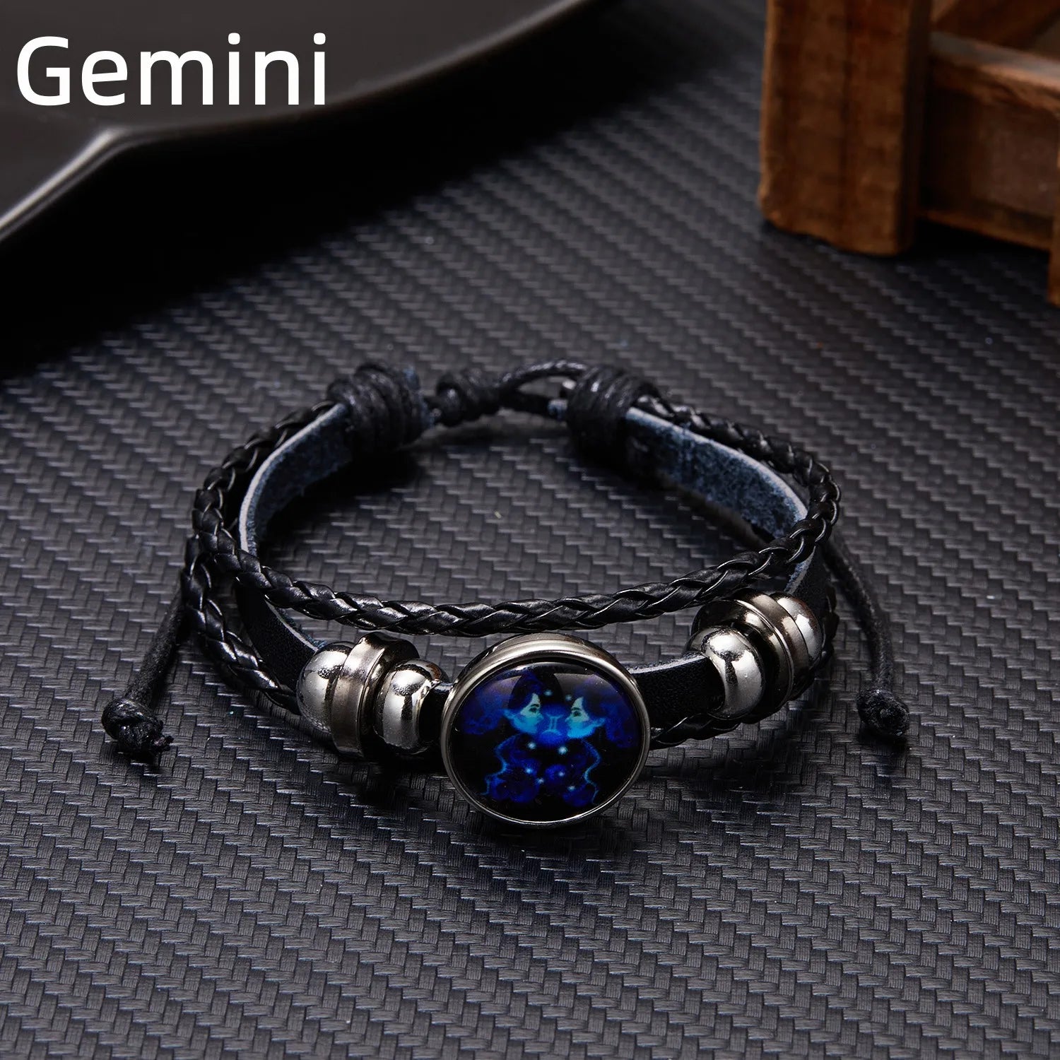 Luminous Zodiac Leather Bracelet – 12 Constellations | Adjustable Vintage Wrap for Men & Women