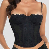 CZXMY Sexy Lace Bustier Corset Top – Trendy Sleeveless Clubwear for Effortless Date Night Elegance