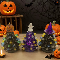 Illuminated Halloween Tree Centerpiece - Spooktacular LED Decor for Halloween and Christmas with Pumpkin Lights