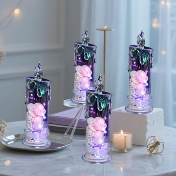 4-Pack Pink Flameless LED Candles – Perfect Romantic Decor for Valentine's Day, Weddings, Proposals, Birthdays, Dinners, and More!