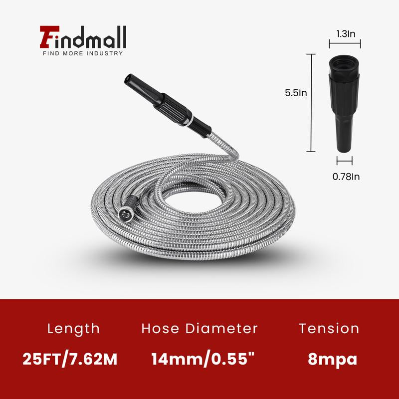 Premium Stainless Steel Flexible Garden Water Hose with Nozzle - Choose Your Length (25/50/75/100FT) for Him!