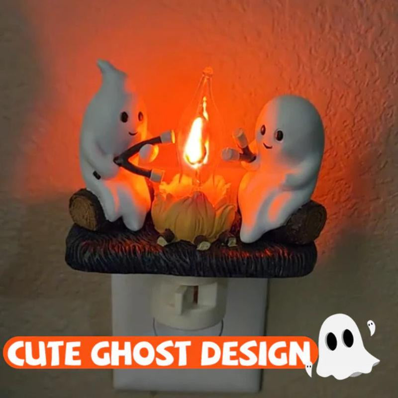 Flickering Flame 3D Ghost Nightlight - Spooky Candle Atmosphere Decor & Perfect Halloween Gift for Kids