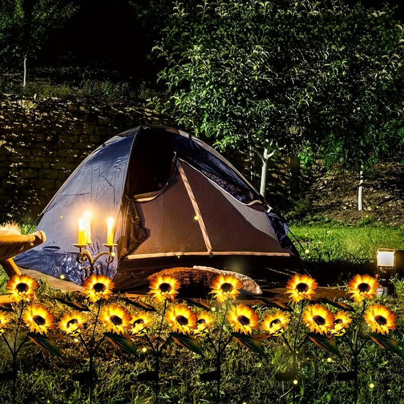 Stunning 2-Piece 3-Head Solar Garden Lights – Waterproof Sunflower Lamps for Beautiful Yard, Path, and Landscape Decoration