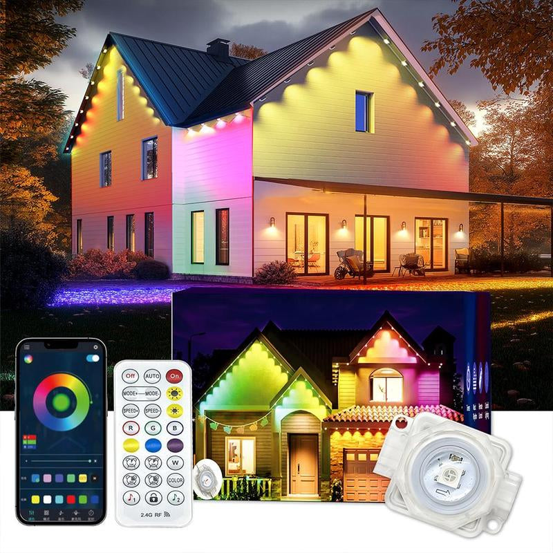 Transform Your Outdoors: Smart LED Eave & String Lights with APP & Remote Control, Waterproof for Patio, Garden & Home
