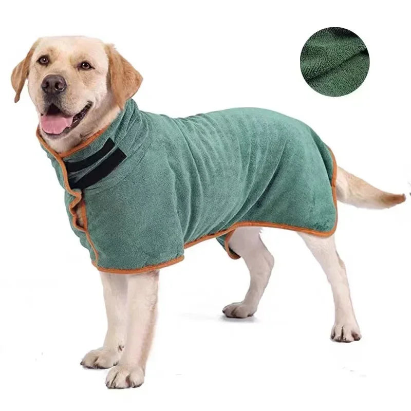 Ultra-Absorbent Dog Bathrobe - Quick Drying Towel for Large & Small Dogs and Cats - Full Body Wrap for Easy Cleaning