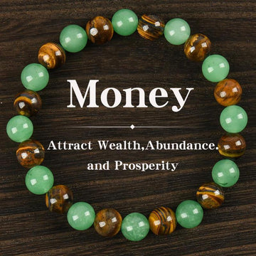 Money Attraction Bracelet – Green Aventurine & Tiger Eye Crystals