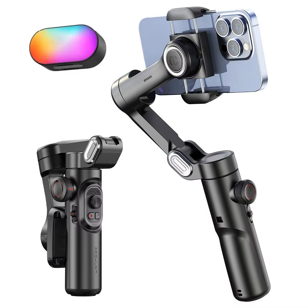 3-Axis Smartphone Gimbal Stabilizer with Fill Light - Perfect for Face Tracking, Vlogging, and All Your Smartphone Filming Needs!