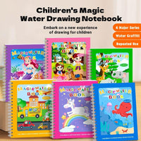 Magic Mess-Free Water Coloring Book for Toddlers - Reusable 3/6 Pack Educational Drawing Activity - Perfect Travel Toy for Kids 3-6 Years Old