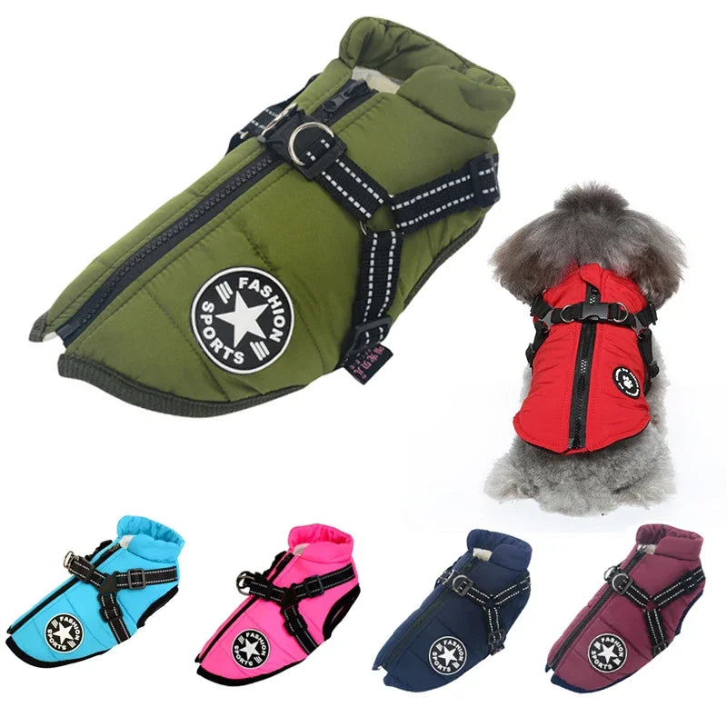 Ultimate Winter Dog Jacket with Harness – Waterproof & Warm Coat for Large Breeds like Labrador, French Bulldog & Chihuahua
