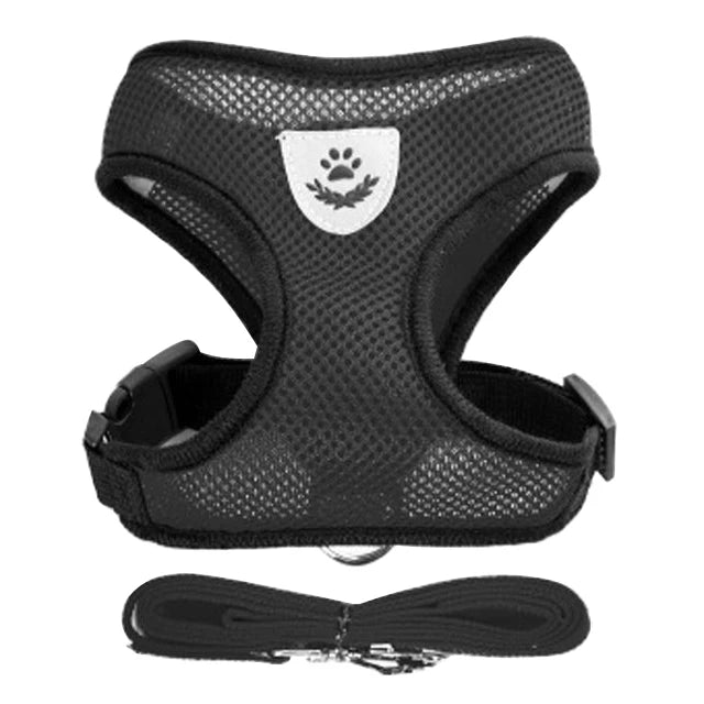 Adjustable Cat and Dog Harness Vest with Leash - Comfortable Mesh Walking Gear for Small and Medium Pets