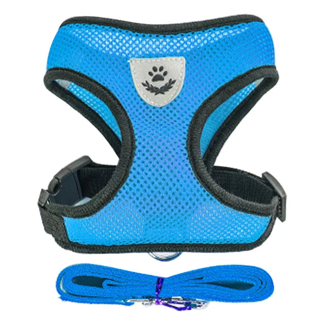Adjustable Cat and Dog Harness Vest with Leash - Comfortable Mesh Walking Gear for Small and Medium Pets